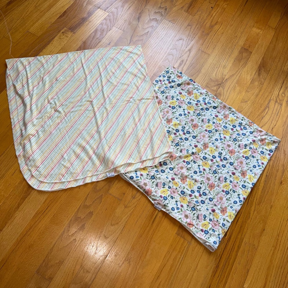 Copper Pearl Swaddle Blanket Set Floral Wildflower & Multi Stripe 2 Pack Bundle